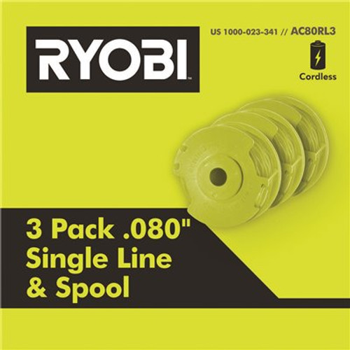 RYOBI Replacement Twisted 0.080 in. Auto Feed Line Spools (3-Pack)