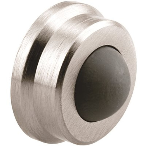 Prime-Line Wall Stop, 1 in. Outside Diameter, Cast Brass, Brushed Chrome w/Rubber Bumper