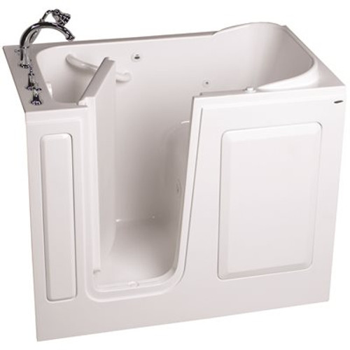 AMERICAN STANDARD GELCOAT WALK-IN BATH, WHIRLPOOL, LEFT-HAND WITH QUICK DRAIN AND FAUCET, WHITE, 28 IN. X 48 IN.