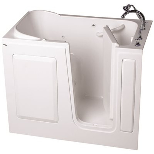 AMERICAN STANDARD GELCOAT WALK-IN BATH, WHIRLPOOL, RIGHT-HAND WITH QUICK DRAIN AND FAUCET, WHITE, 28 IN. X 48 IN.