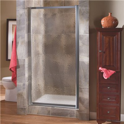 CRAFT + MAIN Tides 29 in. to 31 in. x 65 in. Framed Pivot Shower Door in Silver with Obscure Glass with Handle