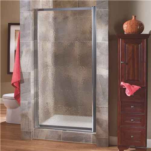 CRAFT + MAIN Tides 31 in. to 33 in. x 65 in. Framed Pivot Shower Door in Silver with Obscure Glass with Handle