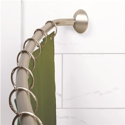 Premier 44 in. - 72 in. Never Rust Adjustable Curved Shower Rod Concealed Mount in Brushed Nickel