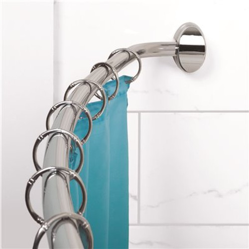 Premier 44 in. - 72 in. Neverrust Adjustable Curved Shower Rod Concealed Mount in Chrome