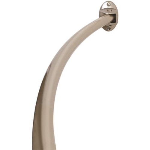 Premier 60 in. Neverrust Permanent Mount Curved Shower Rod in Brushed Nickel (6-Box)