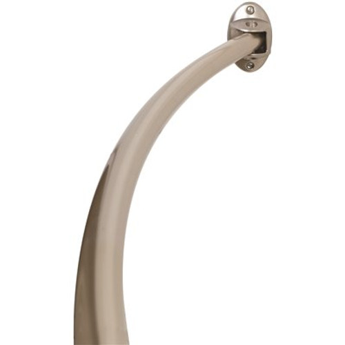 Premier 60 in. Never Rust Permanent Mount Curved Shower Rod in Brushed Nickel