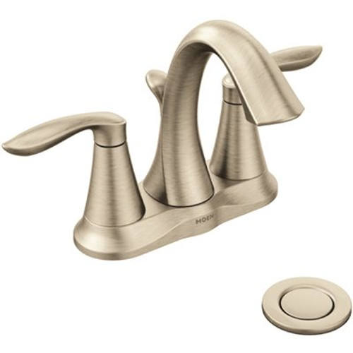 MOEN Eva 4 in. Centerset 2-Handle High-Arc Bathroom Faucet in Brushed Nickel
