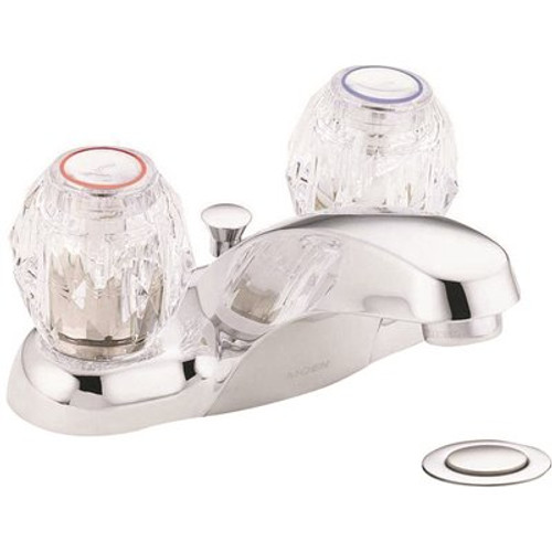 MOEN Chateau 4 in. Centerset 2-Handle Bathroom Faucet with Pop-Up Assembly in Chrome MOEN Chateau 4 in. Centerset 2-Handle Bathroom Faucet with Pop-Up Assembly in Chrome