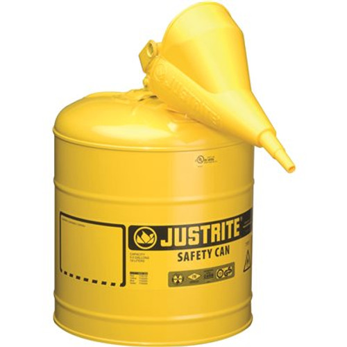 JUSTRITE MFG SFTY CAN 5 GAL YEL W/FUNL