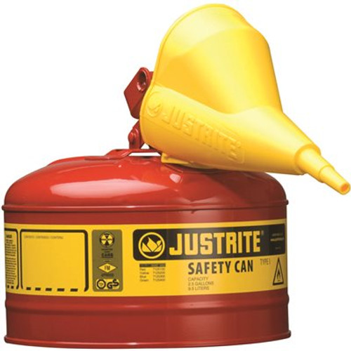 JUSTRITE MFG SFTY CAN 2.5 GAL RED W/FUNL