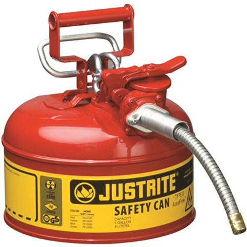 JUSTRITE MFG SFTY CAN 1 GL RED W/HOSE