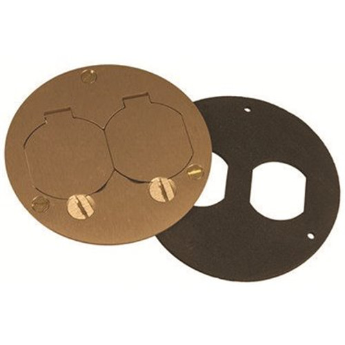 RACO 3-7/8 in. Dia Brass Duplex Cover with Lift Lids, Round