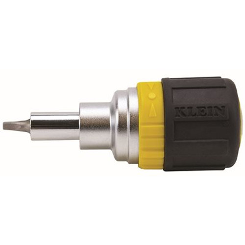 Klein Tools 6-in-1 Ratcheting Stubby Screwdriver with Square Recess