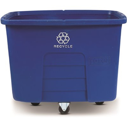 Toter 16 cu. ft. 500 lbs. Capacity Blue Recycle Symbol Heavy-Duty Manual Cube Truck