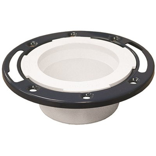 7 in. O.D. Plumbfit PVC Closet (Toilet) Flange w/Metal Ring Less Knockout, Fits Over 3 in. or Inside 4 in. Sch 40 Pipe