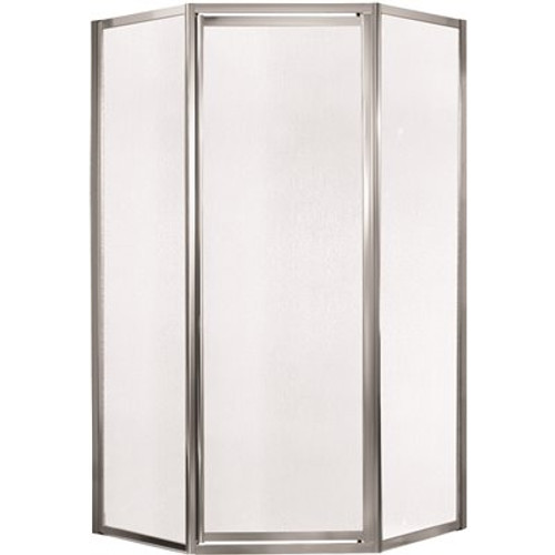 Tides 16-3/4 in. W x 24 in. W x 16-3/4 in. W x 70 in. H Framed Neo-Angle Shower Door in Silver Finish with Obscure Glass