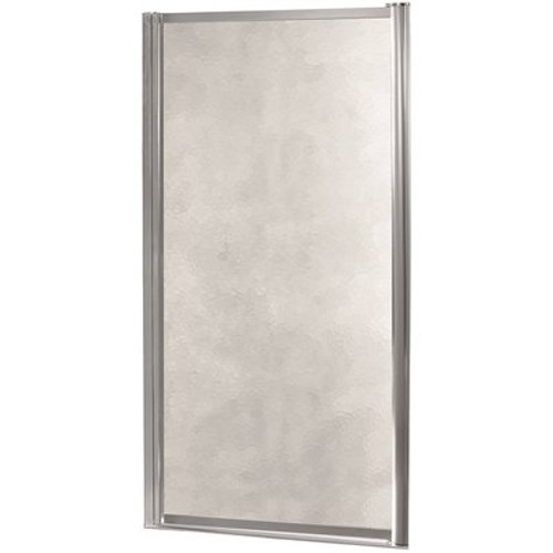CRAFT + MAIN Tides 27 in. to 29 in. x 65 in. Framed Pivot Shower Door in Silver with Obscure Glass with Handle