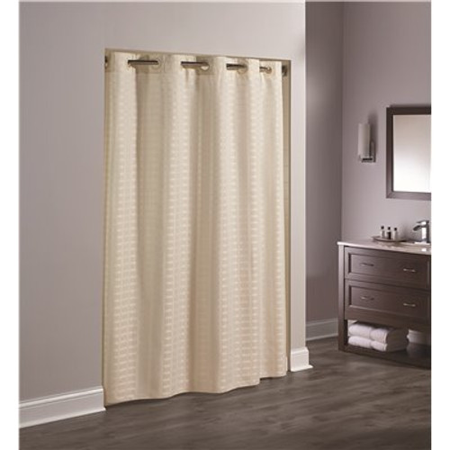 Hookless Litchfield 71 in. x 74 in. Beige Shower Curtain (Case of 12)