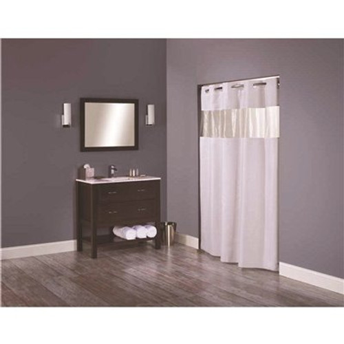 Hookless The Major 71 in. x 77 in. White Shower Curtain with Vinyl Window (12 per Case)