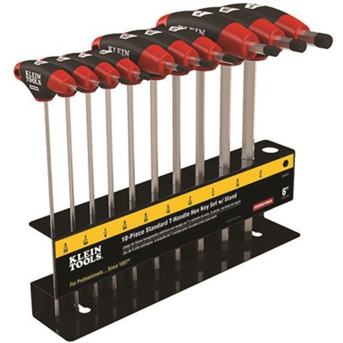 Klein Tools 6 in. Journeyman SAE T-Handle Set with Stand (10-Piece)