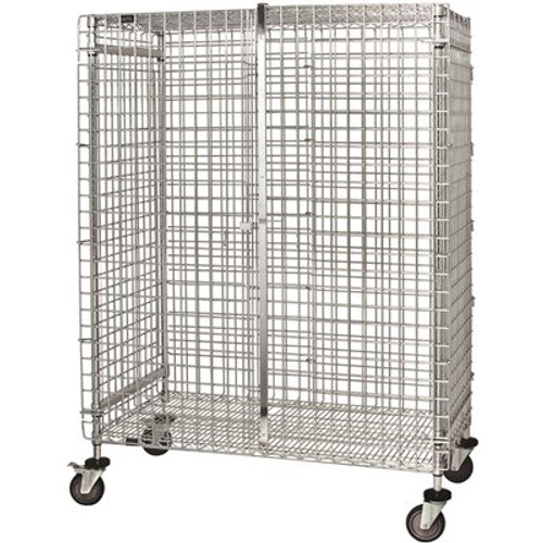 Quantum Storage Systems 1000 lbs. 24 in. x 36 in. x 69 in. Stem Castered Wire Security Cart in Chrome