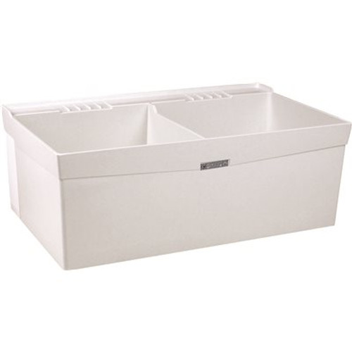 MUSTEE Utilatwin 24 in. x 40 in. x 33 in. Fiberglass Wall-Mount Double-Basin Laundry Tub