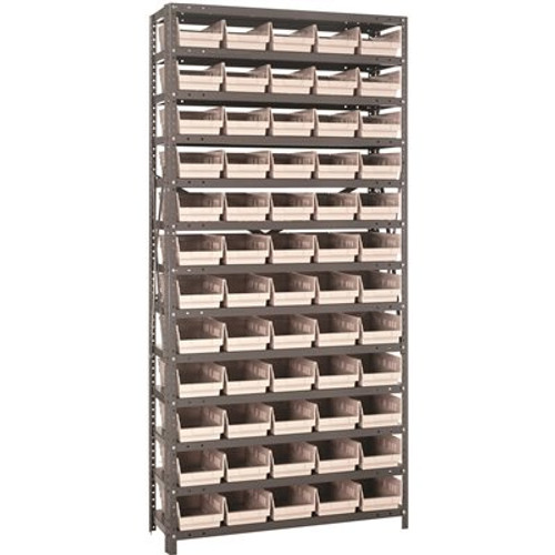 1275-101IV Economy 4 in. Shelf Bin 12 in. x 36 in. x 75 in. 13-Tier Shelving System Complete with QSB102 Ivory Bins