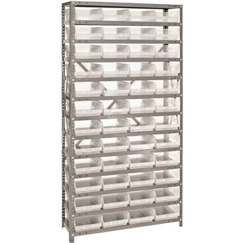 Economy 4 in. Shelf Bin 18 in. x 36 in. x 75 in. 13-Tier Shelving System Complete with QSB108 Clear Bins