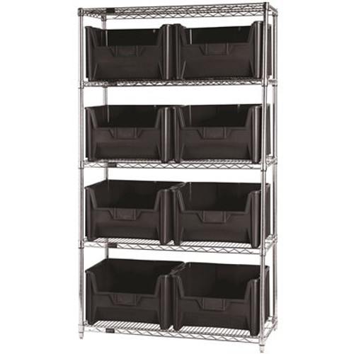 Quantum Storage Systems 18 in. x 42 in. x 74 in. Giant Stack Container Wire Shelving System 5-Tier in Black