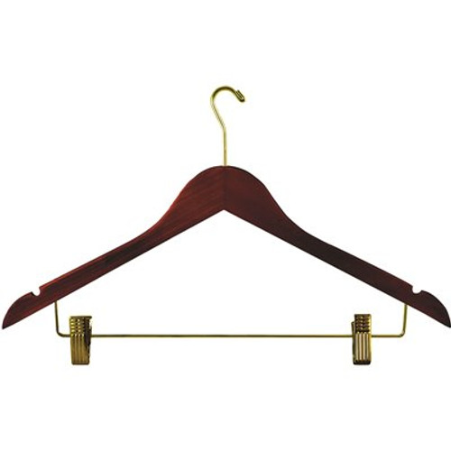 Womens Hanger Walnut Contoured Small Hook in Brass (100 per Case)