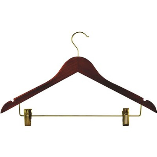 Womens Hanger Walnut Contoured Standard Hook in Brass (100 per Case)