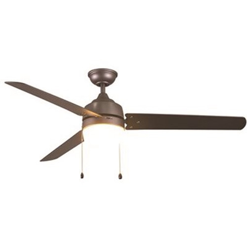 Carrington 60 in. Indoor/Outdoor Ceiling Fan with Led Dome Light Kit, Natural Iron with Black Blades