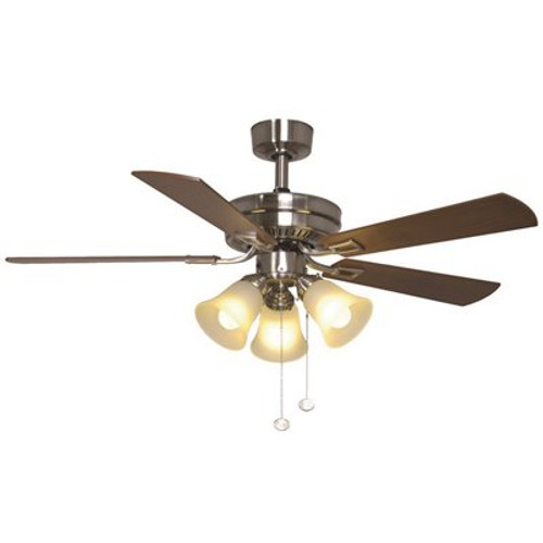 Hampton Bay Sinclair 44 in. Indoor Brushed Nickel Ceiling Fan with Light Kit