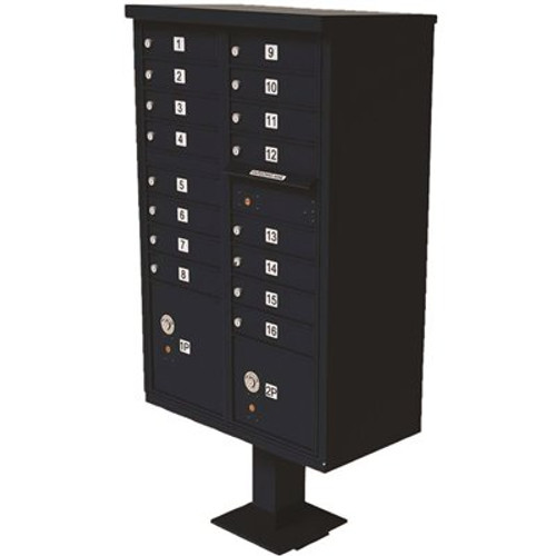 Florence Vital Series Black CBU with 16-Mailboxes, 1-Outgoing Mail Compartment, 2-Parcel Lockers