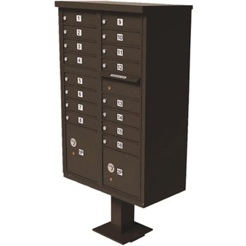 Florence Vital Series Dark Bronze 1-Outgoing Mail Compartment Cluster Box Unit with 16-Mailboxes, 2-Parcel Lockers