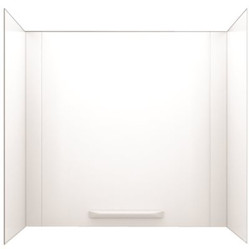 Swan 30 in. x 60 in. x 58 in. 3-Piece Easy Up Adhesive Alcove Tub Surround in White