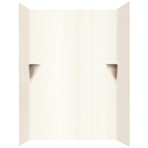 Swan 36 in. x 62 in. x 96 in. 3-Piece Easy Up Adhesive Alcove Surround in White