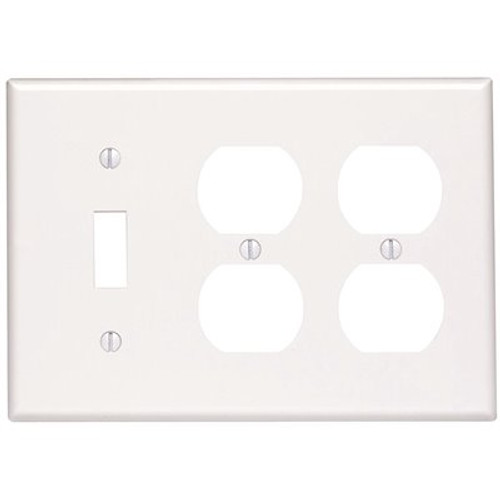 Leviton White 3-Gang 1-Toggle/2-Duplex Wall Plate (1-Pack)