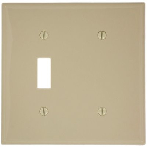 Leviton Ivory 2-Gang 1-Toggle/1-Blank Wall Plate (1-Pack)