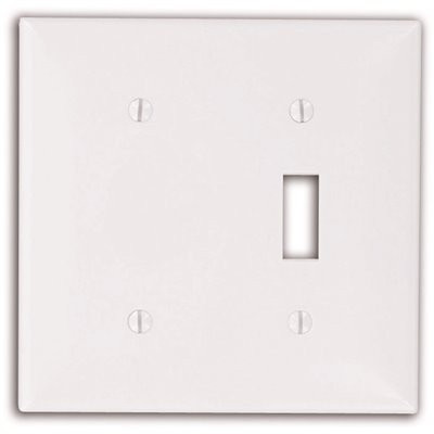Leviton White 2-Gang 1-Toggle/1-Blank Wall Plate (1-Pack)
