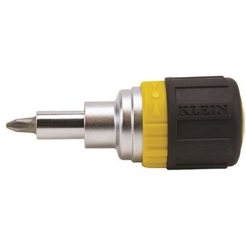 Klein Tools 6-in-1 Ratcheting Stubby Screwdriver- Cushion Grip Handle