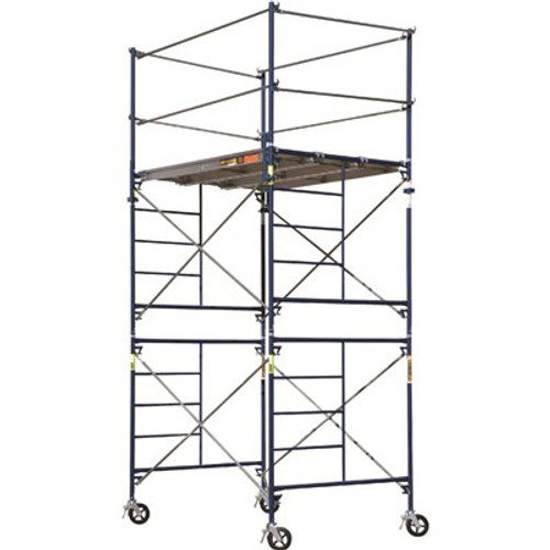 MetalTech Saferstack 2-Level Frame Rolling Scaffold Tower Set Including Cross Braces, Platforms and Guardrail System