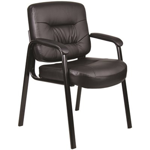 BOSS OFFICE Black Executive Mid Back LeatherPlus Guest Chair