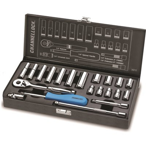 Channellock 1/4 in. Drive Metric Socket Set (21-Piece)