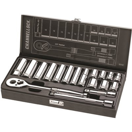 Channellock 3/8 in. Drive Metric Socket Set (18-Piece)