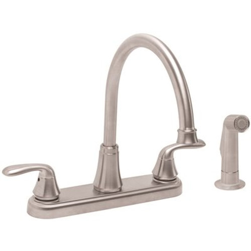 Premier Waterfront 2-Handle Standard Kitchen Faucet with Side Spray in Brushed Nickel