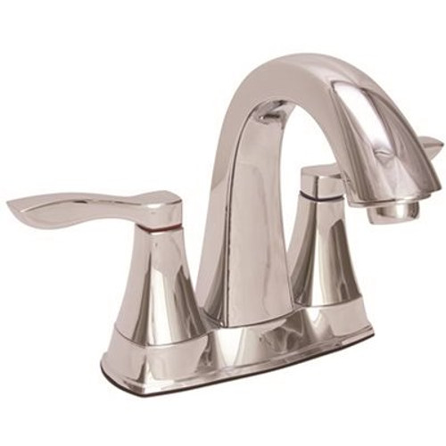 Premier Premier 4 in. Centerset 2-Handle Low-Arc Bathroom Faucet with Pop-Up Assembly in  Chrome