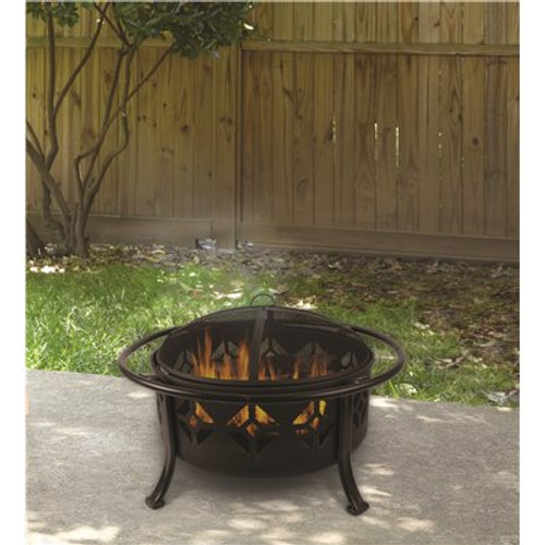 Pleasant Hearth Sunderland Deep Bowl 36 in. x 23 in. Square Steel Wood Fire Pit in Bronze