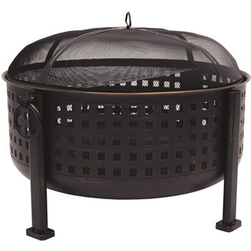 Pleasant Hearth Langston 30 in. Round Deep Bowl Steel Fire Pit in Rubbed Bronze