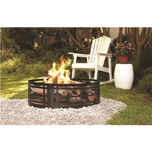 Pleasant Hearth Classic 36 in. x 12 in. Round Steel Wood Fire Ring in Black